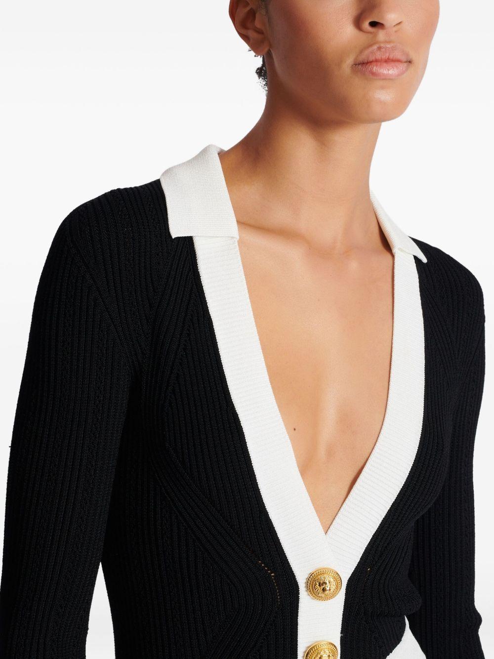 Two-tone stretch knit mini dress FF1R9858Ki64 EAB BALMAIN 