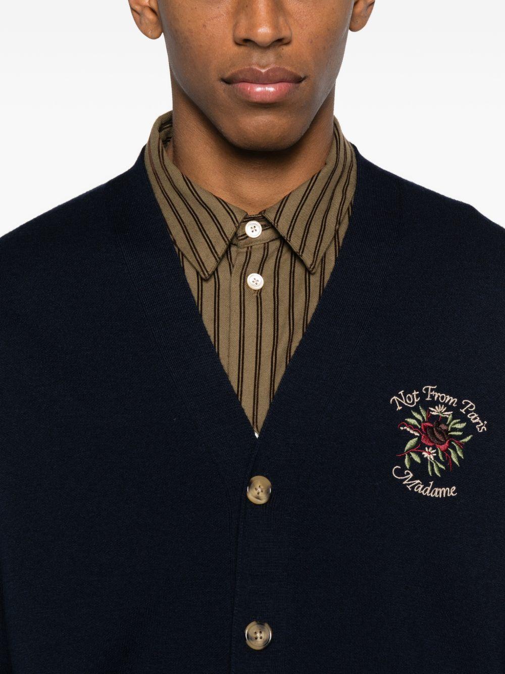rose-embroidery button-up cardigan I-CA166 WO007NY DRÔLE DE MONSIEUR 