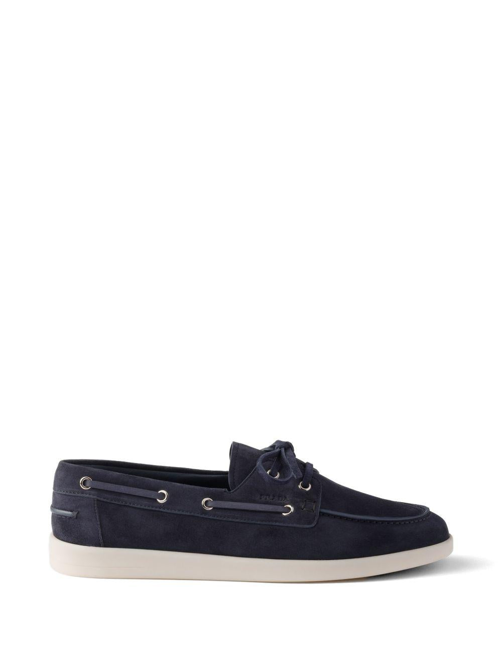 Suede boat shoes with laces 2EG503103 FG001F0008 PRADA 