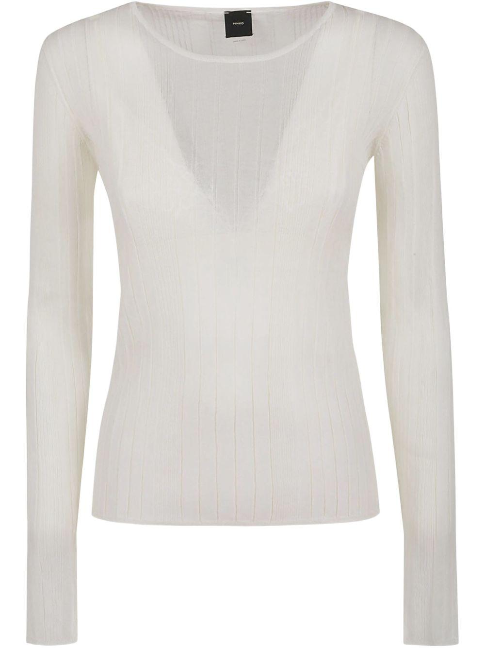 Semi-transparent ribbed sweater 102977 A1NDZ09 PINKO 