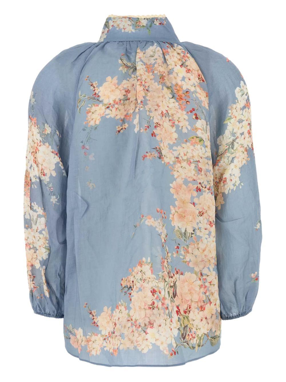 Cascadian puff-sleeved blouse 3548TSS255 TLBLBTFLO ZIMMERMANN 