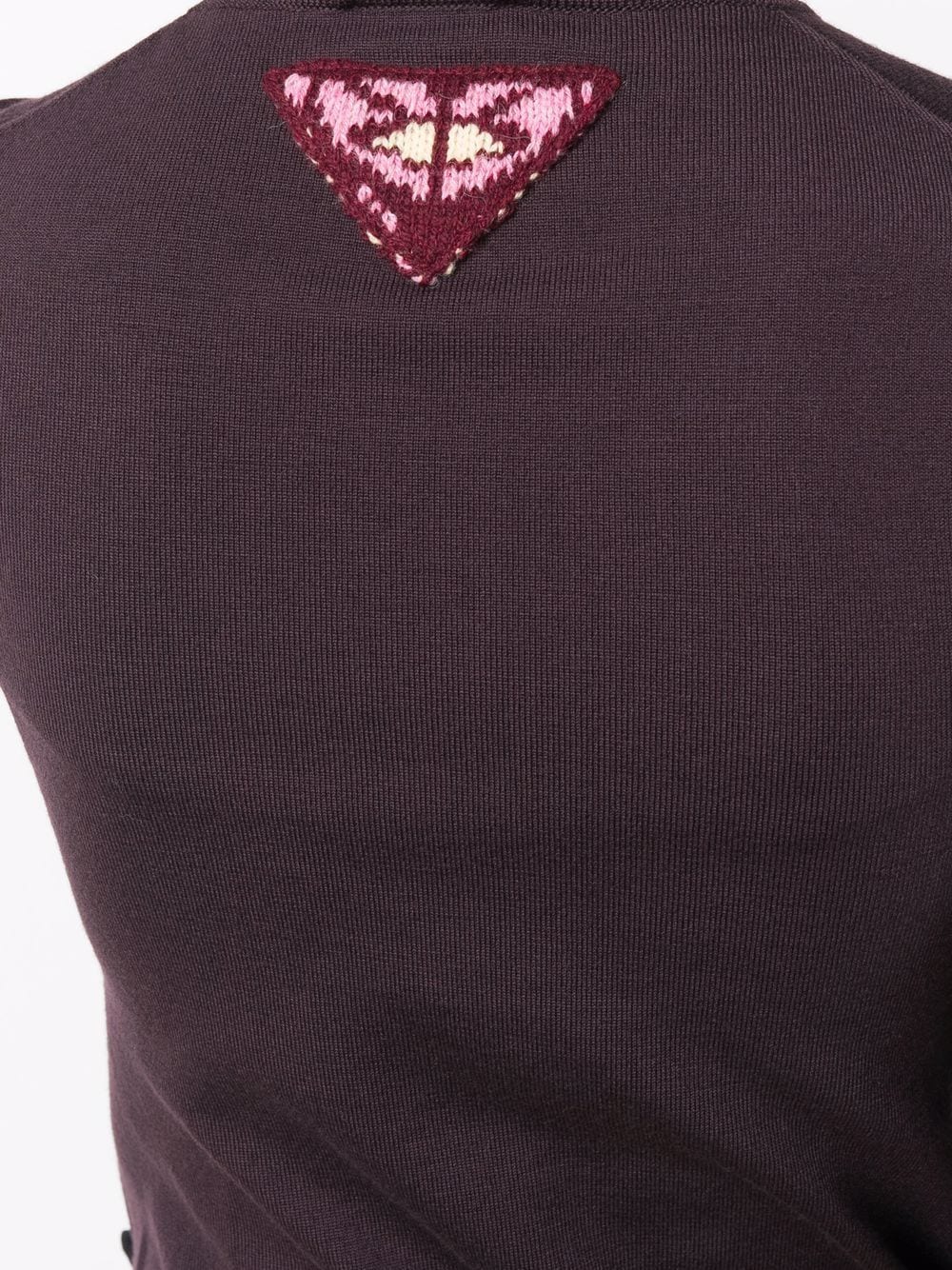 Aubergine red virgin wool blend knitted logo-patch jumper