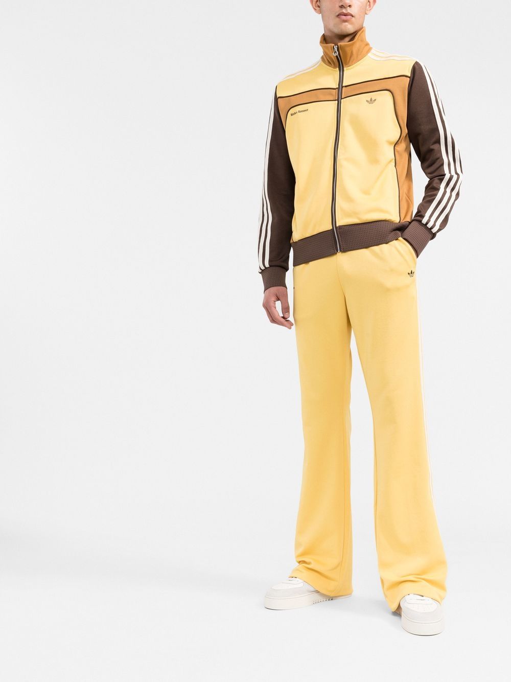 citron yellow/white recycled polyester trousers