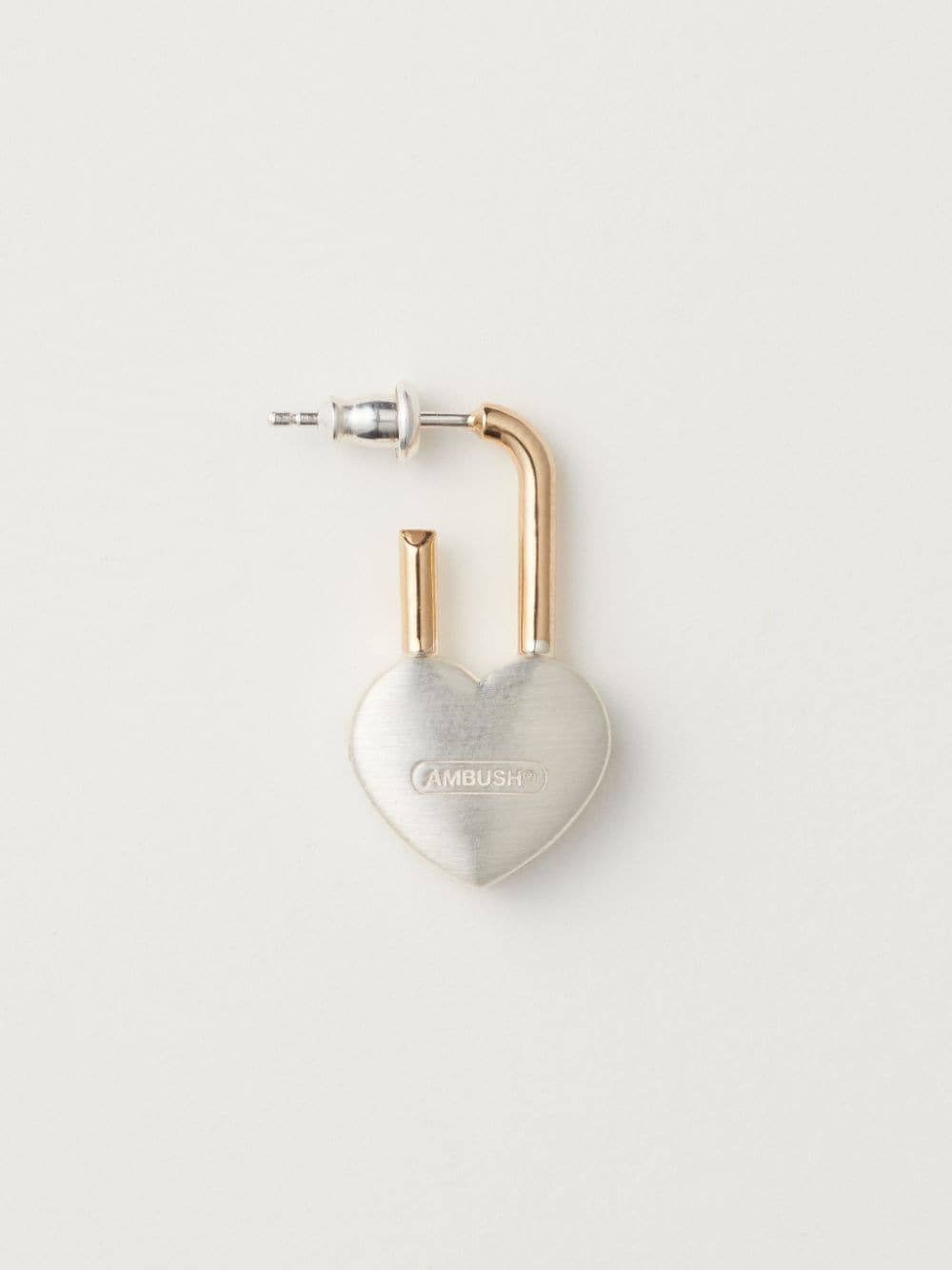 gold-plated sterling silver heart padlock earring