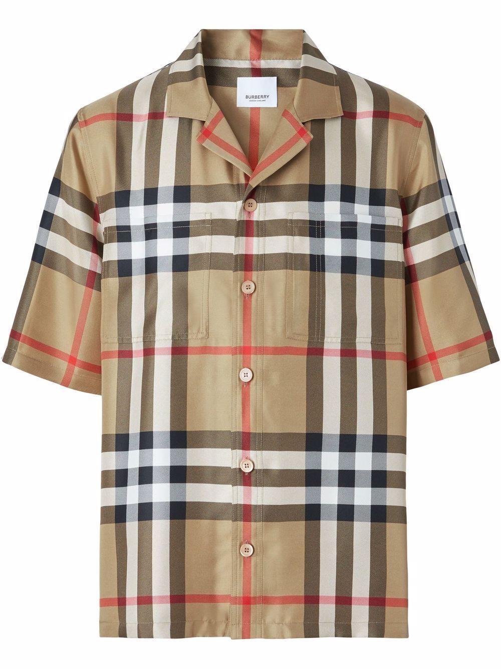 Short-sleeve Check Linen Oversized Shirt