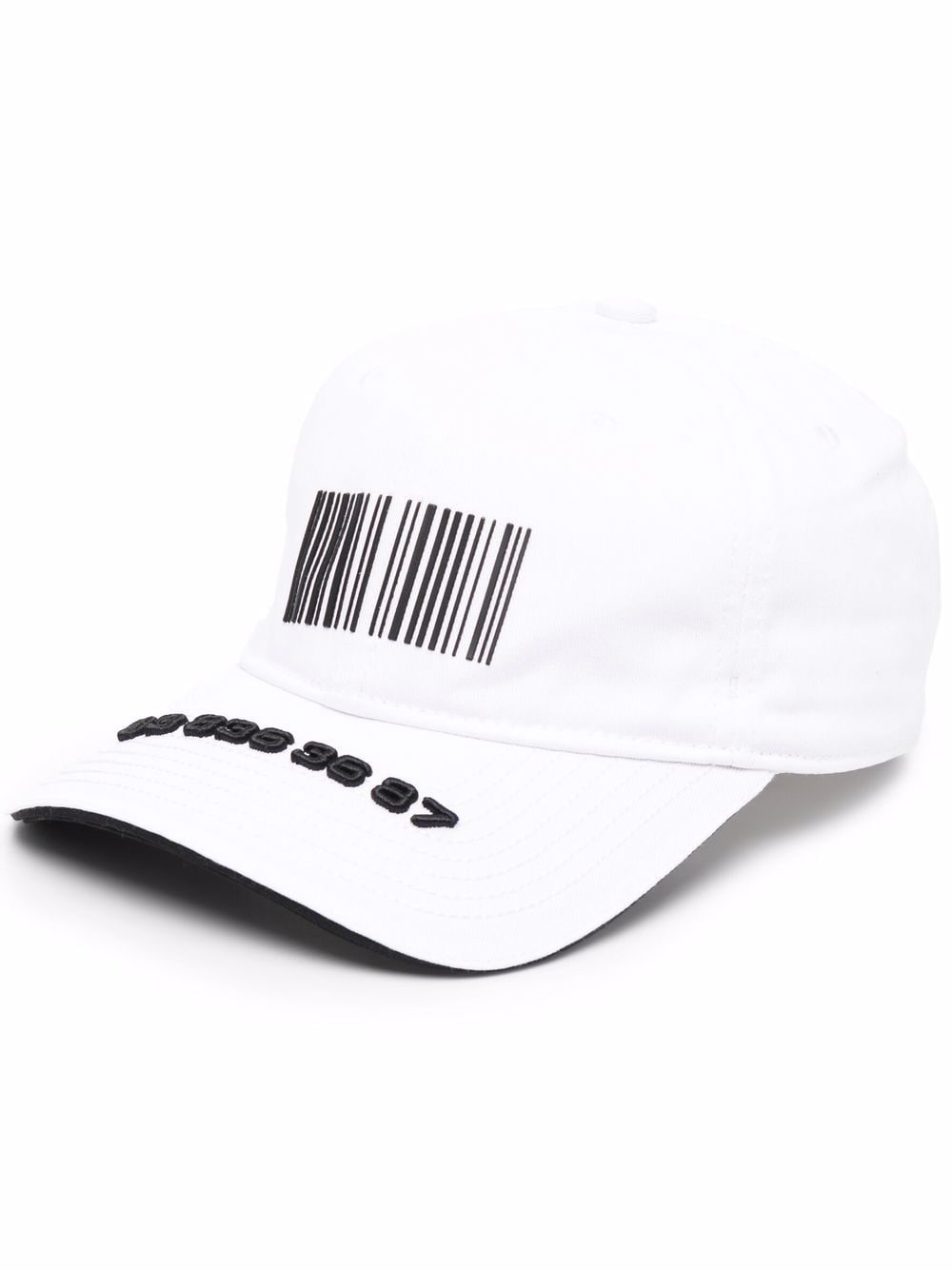 Cappello da baseball in cotone bianco/nero con stampa di codici a barre