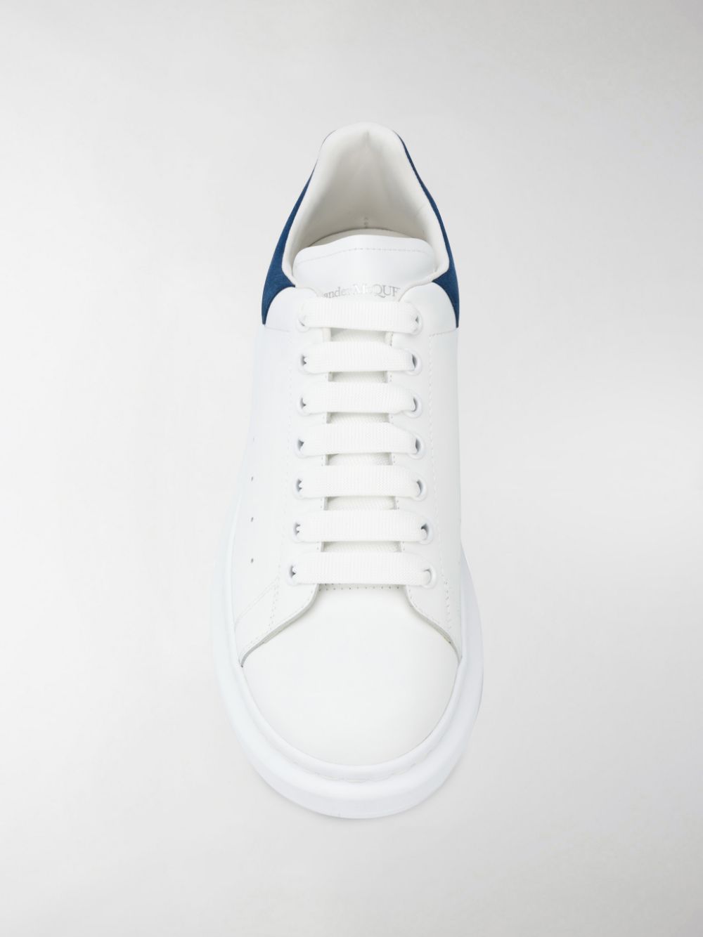 White/blue leather/suede oversized low-top sneakers