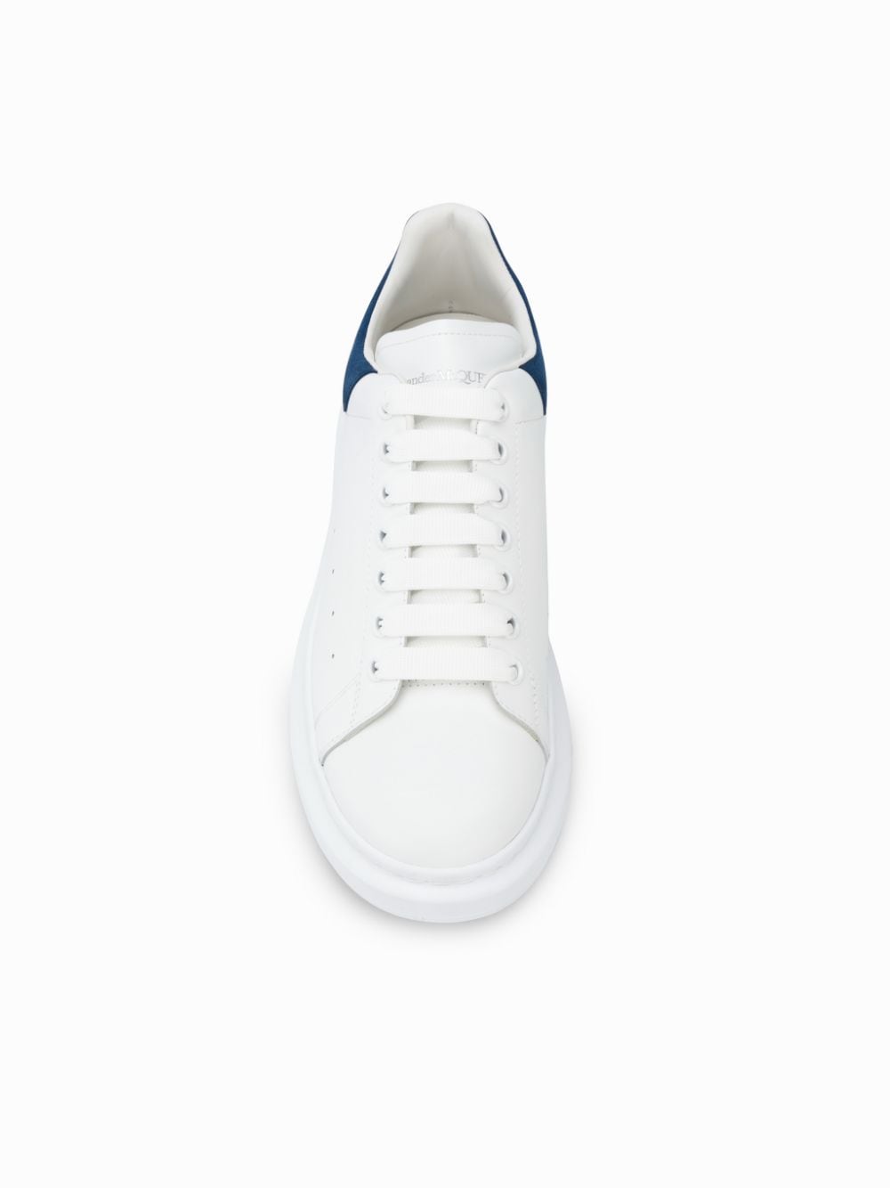 White/blue leather/suede oversized low-top sneakers