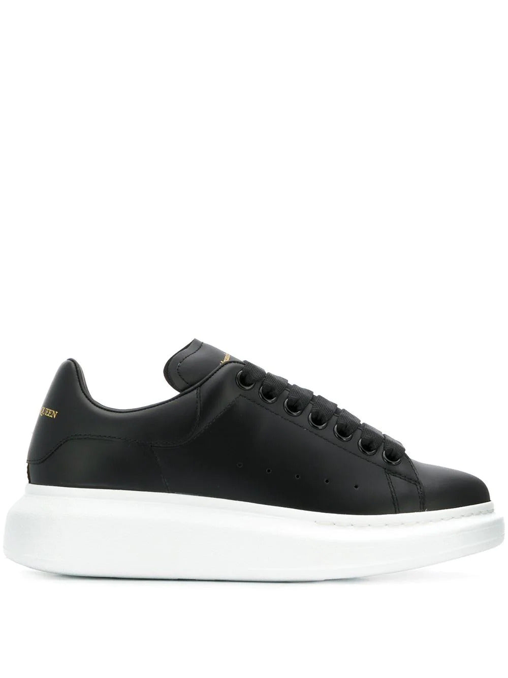 Black/black leather/suede oversized low-top sneakers