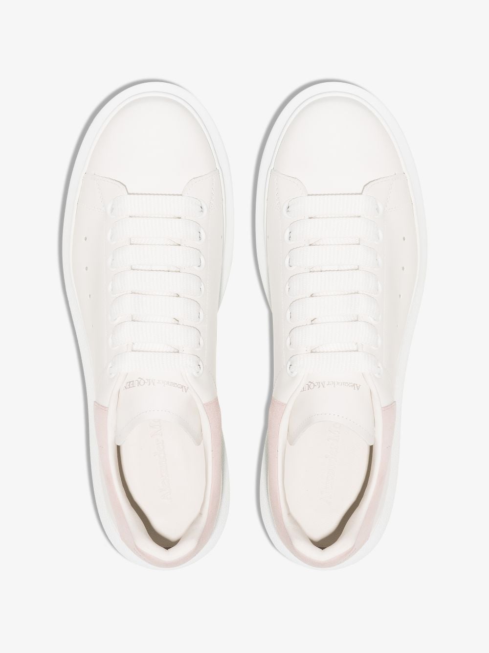 Sneaker bassa oversize in pelle/pelle scamosciata bianca/rosa