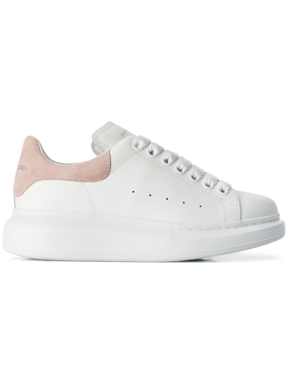 Sneaker bassa oversize in pelle/pelle scamosciata bianca/rosa