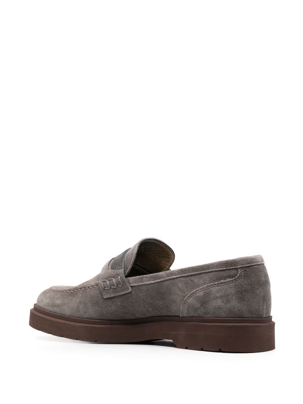bead-detail suede loafers