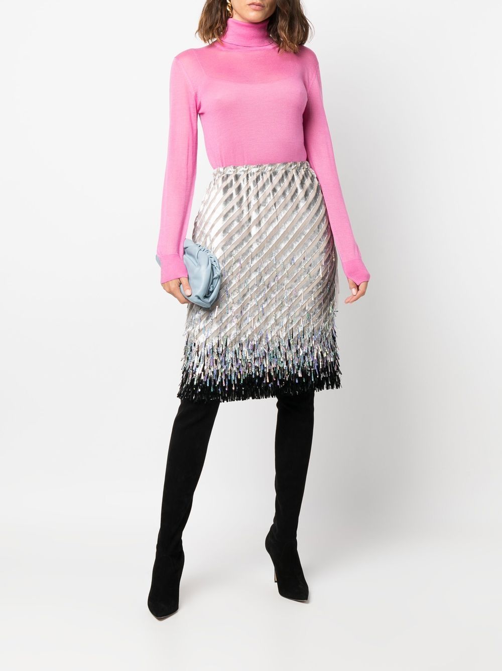 Layered fringed hem skirt
