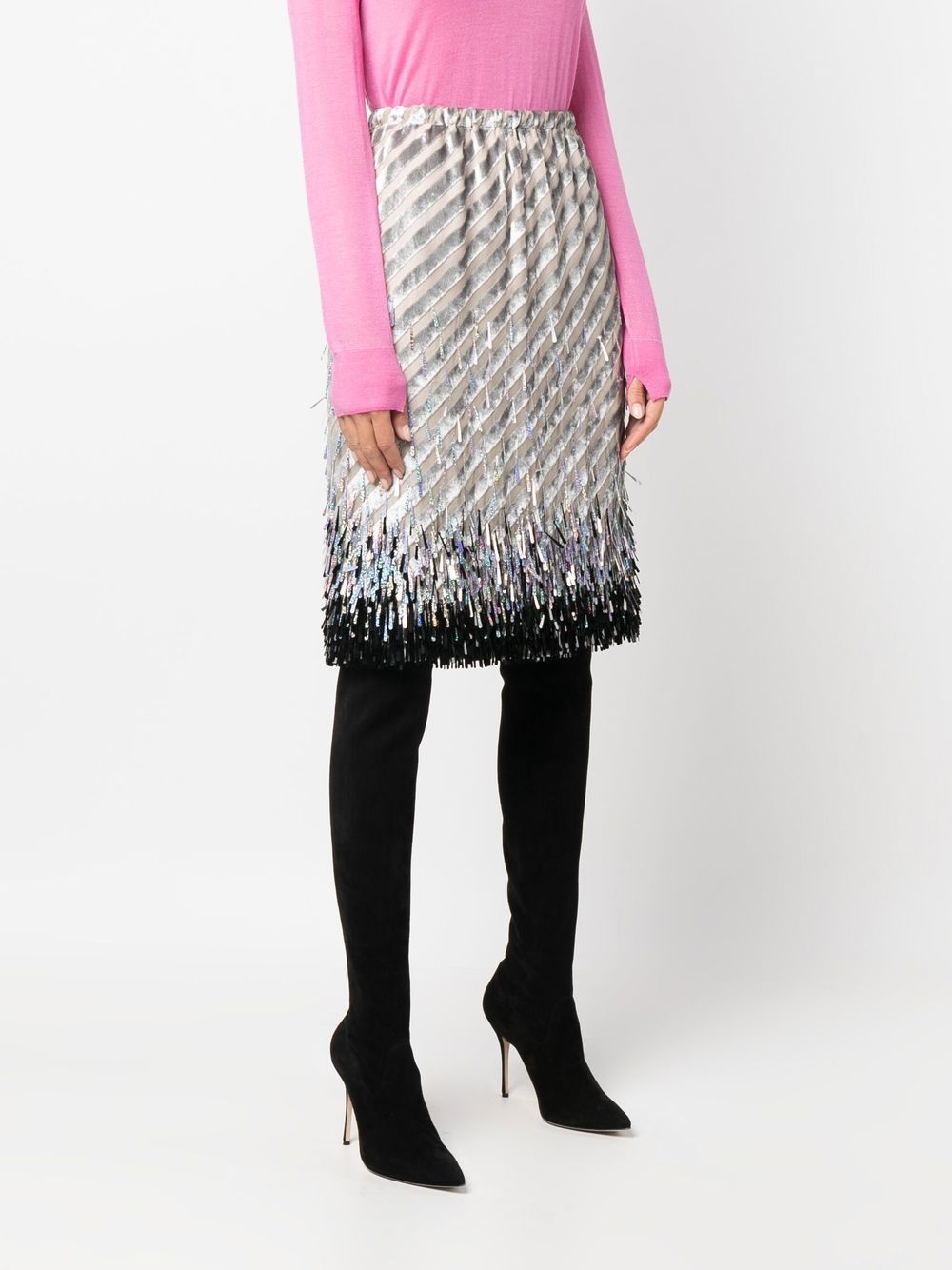 Layered fringed hem skirt