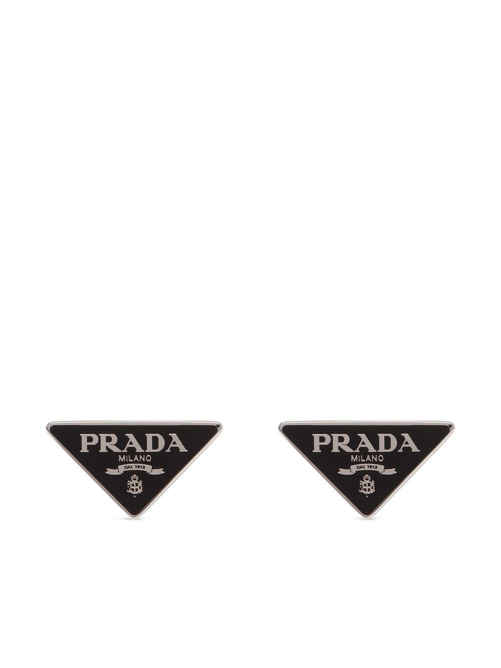 Silver/black sterling silver/enamel Prada Symbole stud earrings