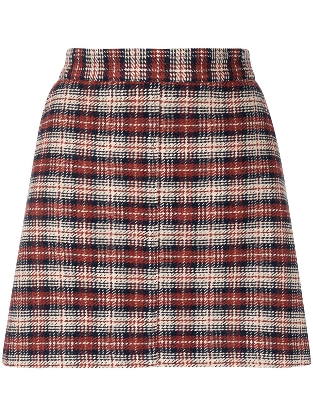multicolour plaid A-line mini skirt