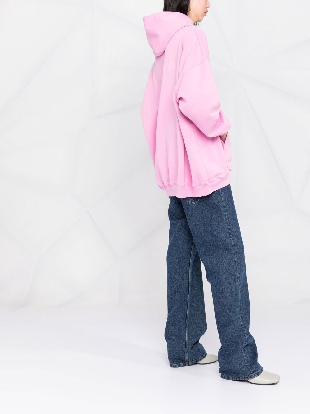 Rose pink cotton Large Fit logo-print cotton hoodie