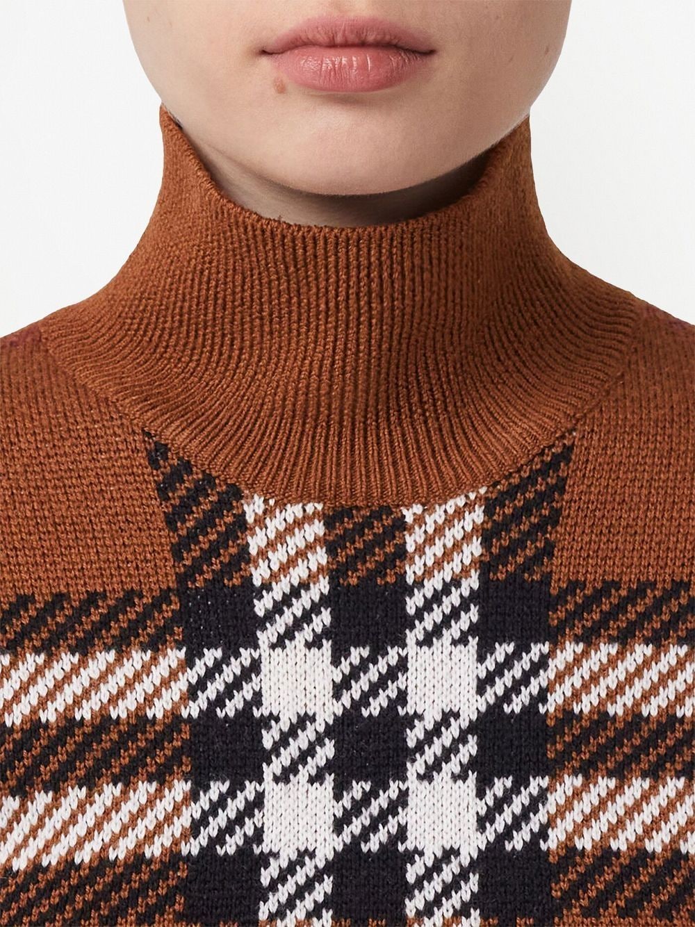 Exaggerated Check cropped jumper