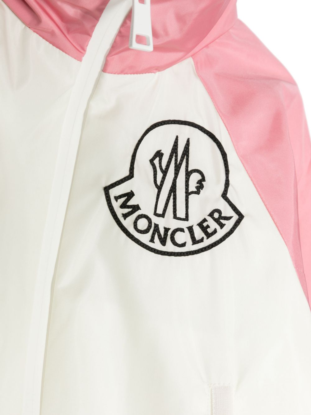 Pink/white colour-block zip-up bomber