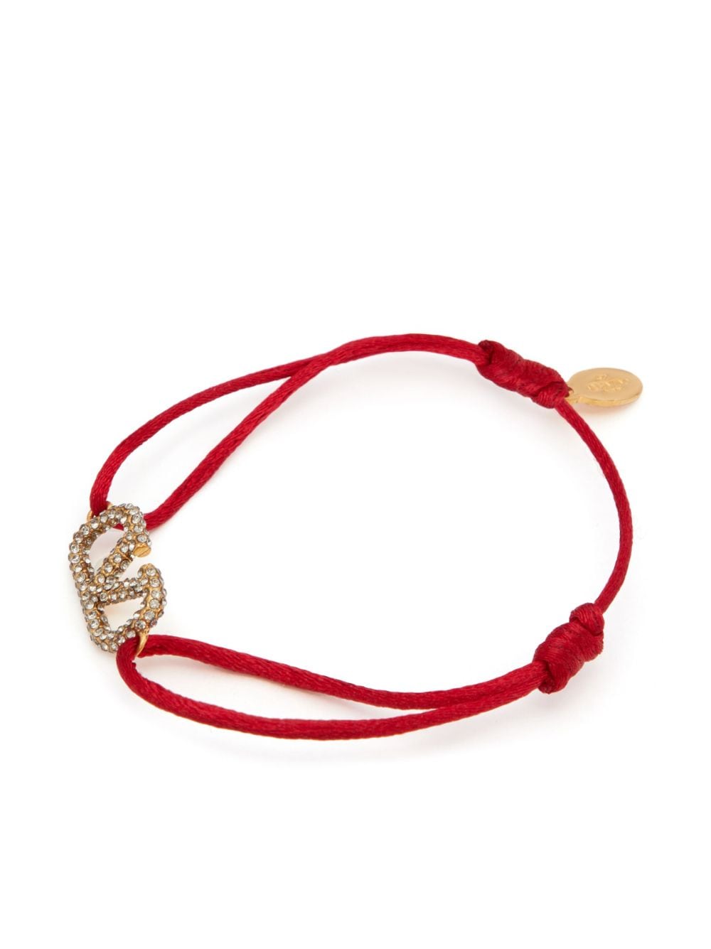 Red cotton VLogo Signature crystal bracelet