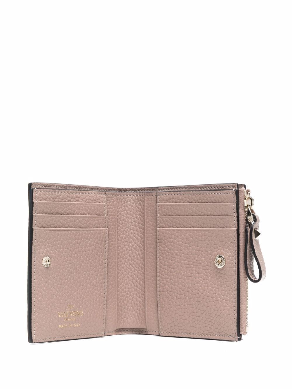 Powder pink/gold-tone leather Rockstud bi-fold wallet