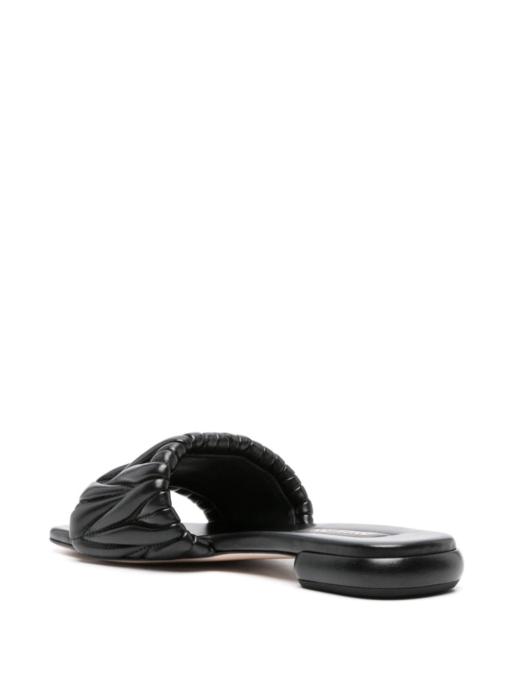 Black Matelassé leather slides<BR/><BR/><BR/>